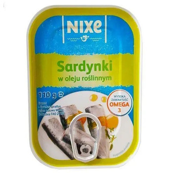 Сардинки NIXE, Sardynki w oleju roslinnym (в олії рослинній) 110 г