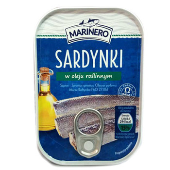 Сардинки Marinero , Sardynki w oleju roslinnym ( в олії) 110 г