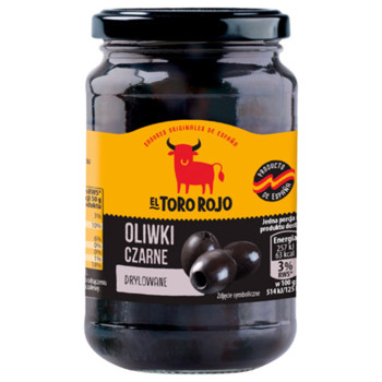 Оливки  el Toro Rojo, чорні без кісточки, Oliwki Czarne, 340 г