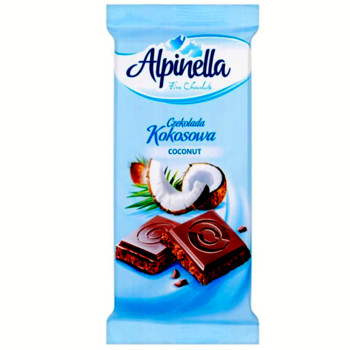 Шоколад Alpinella, молочний з Кокосовою начинкою, 100г
