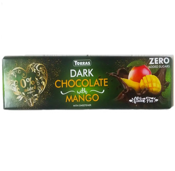 Шоколад TORRAS Dark Chocolate with MANGO, (без цукру, без глютену), 300 г