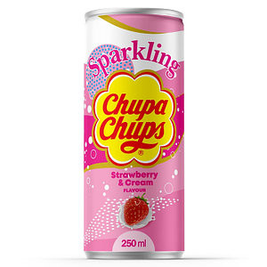 Напій газований Chupa Chups STRAWBERRY & CREAM flavour (Полуниця та вершки) 250 г.
