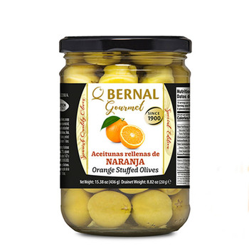 Оливки Bernal Gourmet, фаршировані апельсином, Oranges Stuffed Olives, 436 г