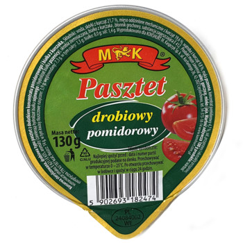 Паштет курячий з помідором, MK pasztet drobiowy pomidorowy 130 г