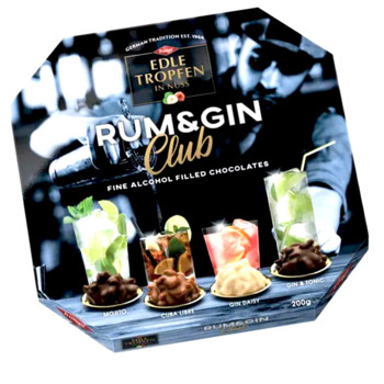 Цукерки Шоколадні з Елітним Алкоголем, Trumpf Edle Tropfen in Nuss, Rum & Gin Club , 200 г