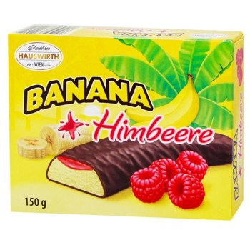 Бананове Суфле з Малиною в Шоколаді Hauswirth Banana + Himber 150г