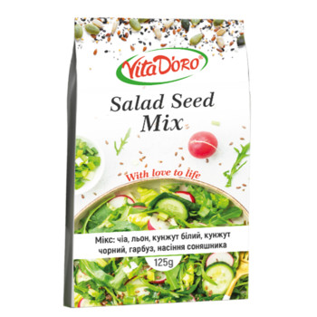 Суміш злаків VitaD'oro Salad Seed Mix (Льон, Кунжут, Чіа, Гарбуз та Соняшник), 125 г