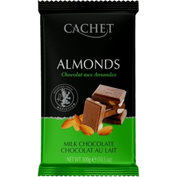 Шоколад Cachet молочний з мигдалем 32% какао , 300г. (21642)