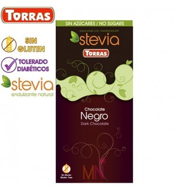 Шоколад чорний 60%, TORRAS Stevia , Negro  (без цукру, без глютену) 125 г