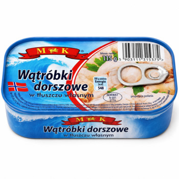 Печінка Тріски у власному жирі MK Watrobki dorszowe w tluszczu wlasnym 115 г