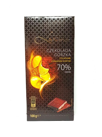 Шоколад  LUXIMO Premium 70% какао, Чорний з шматками апельсину , 100 г