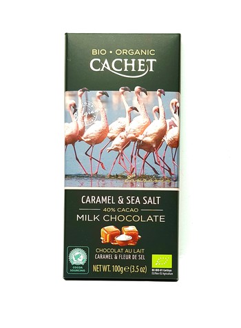 Шоколад Cachet Organic Молочний (40%) з карамелью та морською сіллю, 100 г. (21348)