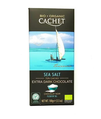 Шоколад Cachet Organic Екстра Чорний (72%) з морською сіллю, 100 г. (21340)