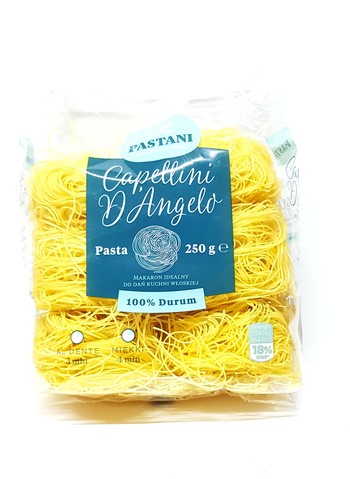 Макарон з твердих сортів пшениці, Pastani Capellini D'Angelo, 100% Durum, 250 г