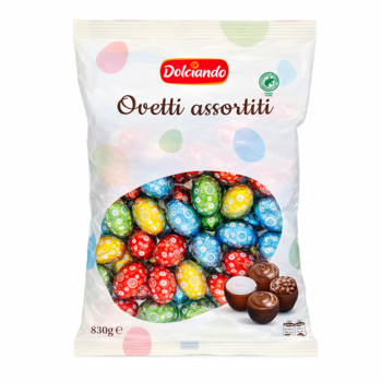 Цукерки шоколадні Яєчка Dolciando з Кремовою Начинкою Ovetti Assortite 850 г