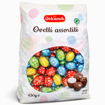 Цукерки шоколадні Яєчка Dolciando з Кремовою Начинкою Ovetti Assortite 850 г