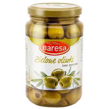 Оливки зелені без кісточки, Baresa Green Olives, 340 г