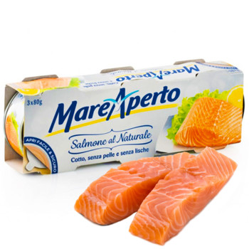 Лосось у Власному Соці, Mare Aperto Salmon al Naturale, 240 г (3 Х 80 г)