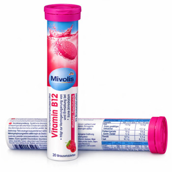 Вітаміни Mivolis Vitamin B1 2 / Вітамін B 12 (Шипучі таблетки) 20шт/82г