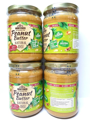 Арахісова Паста MONTERICO Premium, Peanut Butter NATURAL 100%, 500 г. (без цукру, без глютену, без пальмової олії)