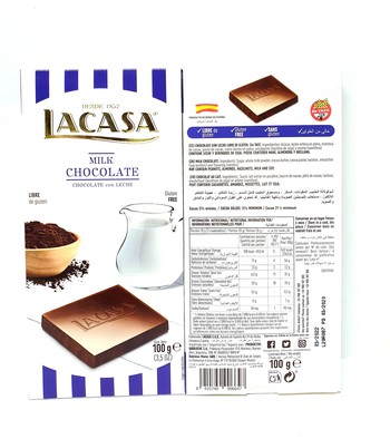 Шоколад Lacasa молочний, без глютену, 100 г (1509EX)