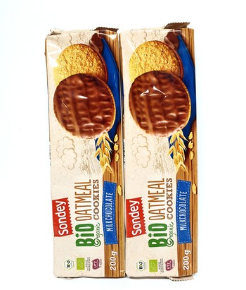 Печиво Sondey Bio Organic з молочним шоколадом, 200 г