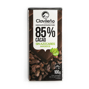 Шоколад екстра чорний , без цукру ( Стевія) Clavileno extra dark 85% cacao, sin Azucares (con stevia) 100 г