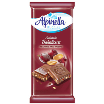 Шоколад Alpinella з Арахісом та Родзинками, 100г