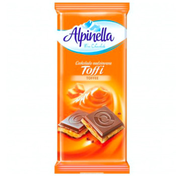 Шоколад Alpinella, молочний з начинкою Тоффі, 100г
