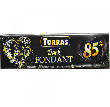 Шоколад TORRAS Dark FONDANT, 85% какао (без цукру, без глютену), 300 г. (15)
