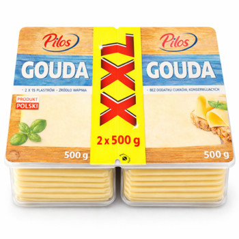Сир Гауда  нарізаний Слайсами PILOS Gouda 1кг   (2шт х 500г)