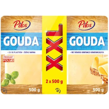 Сир нарізаний Слайсами Гауда Пілос, PILOS Gouda 1000 г  (2 х 500 г)