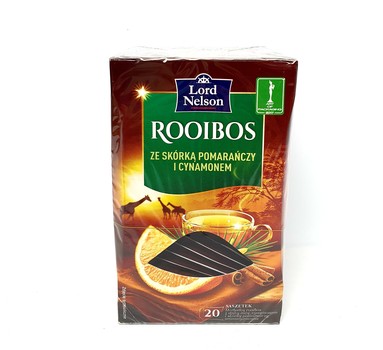 Чай Lord Nelson, ROOIBOS, з цедрою апельсина та корицею, 40 г., 20 пакетів