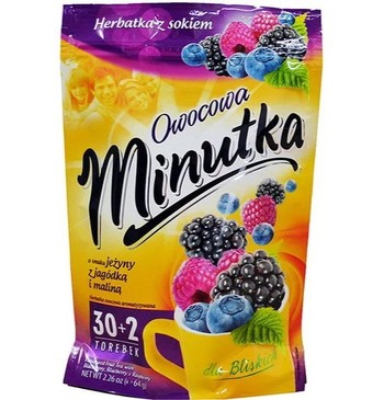Чай Minutka Фруктовий з ожиною, чорницею та малиною, 30+2 пакетиків (32*2 г)