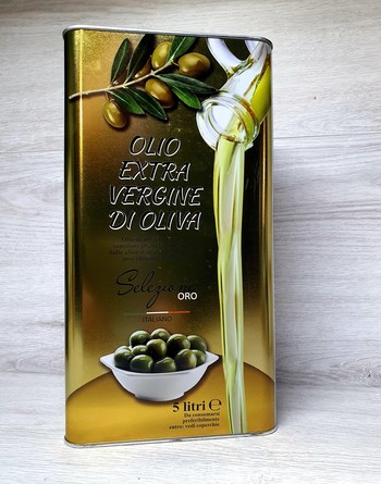 Олія оливкова, Selezione ORO (тарілка, золота) Olio Extra Vergine di Oliva, 5 л. Ж/Б