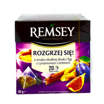 Чай REMSEY з смаком Солодкої Сливи, Інжиру Кориці та Імбирем, 20  пакетів пірамідок, 40 грам.