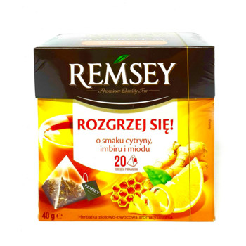 Чай REMSEY з смаком Лимону, Імбирем та Медом, 20 пакетів пірамідок, 40 грам.