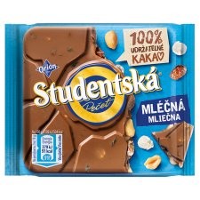 Шоколад Studentska Pecet , МОЛОЧНИЙ шоколад з родзинками, арахісом та желе, 90 г.