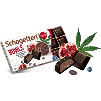 Шоколад Shogetten, BOWLS Dark Cocoa Pomegranate Bluberry Hemp, 100 г