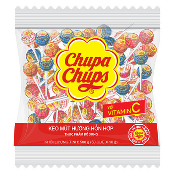 Льодяники Chupa Chups + вітамін С,  500 г. (50 шт. 5 смаків)