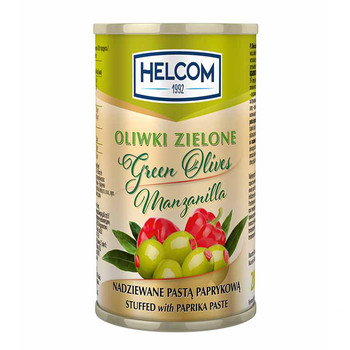 Оливки зелені без кісточки фаршировані паприкою, Helcom Oliwki zielone nadziewane pastą paprykową (З/Б), 300 ml