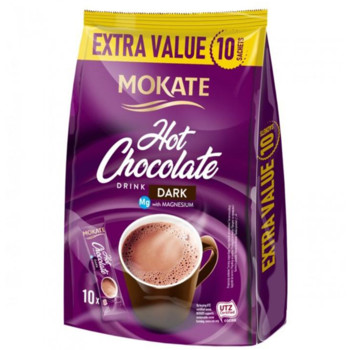 Гарячий Шоколад Темний з Магнієм, Mokate Hot Chocolate drink Dark, 180 г (10 стіків по 18г.)