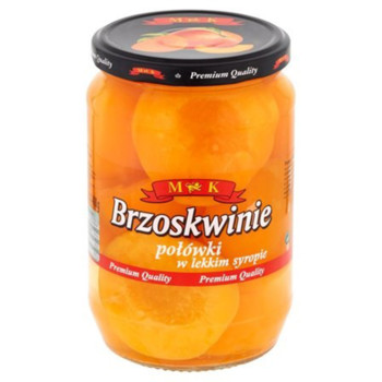 Персики без кістки в цукровому сиропі MK (скляна банка), Broskwinie polowki w  syropie, 680 г