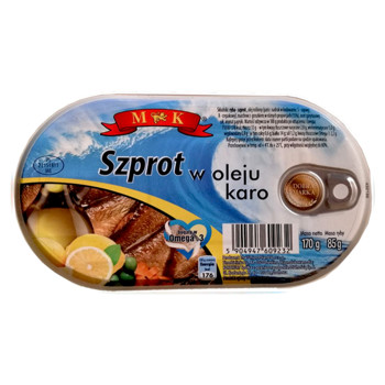 Шпроти в олії Каро, MK  Szproty w oleju Karo, 170 г
