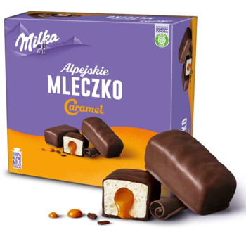 Цукерки Пташине молоко Milka, Alpejskie Mleczko (карамельний смак) 350 г