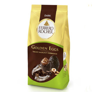Цукерки шоколадні Ferrero Rocher Golden Eggs Dark, Creamy Hazelnut Experience, 90г