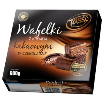 Вафли Tasso, Wafelki z kremem kakaowym (шоколадніые), 600г