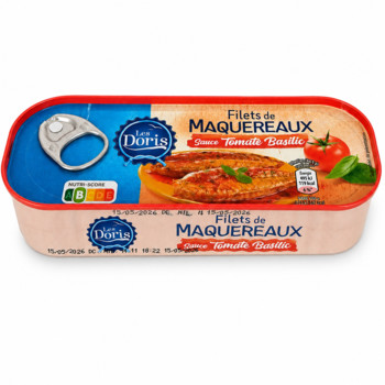 Філе Макрелі з Томатами та Базиліком Les Doris Filets de Maquereaux Sause Tomate Basilic 169г (Франція)