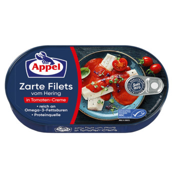 Ніжне філе Оселедця в томатному кремі, Appel Zarte Filets von Hering in Tomaten-Creme, 200г (Німеччина)