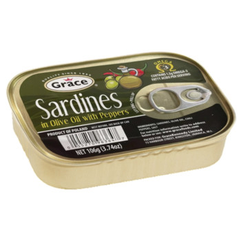 Сардинки в оливковій олії Grace Sardines in Olive Oili with Peppers, 106г